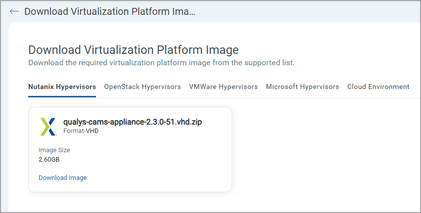 Download VP Image for Nutanix