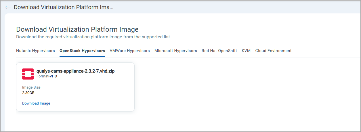Download VP Image for OpenStack