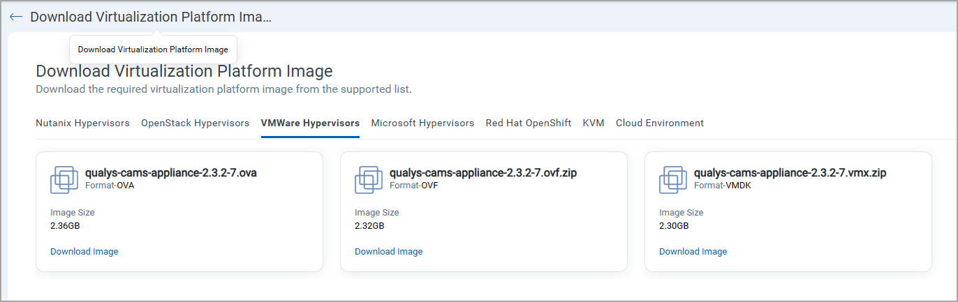 Download VP Image for VMWare