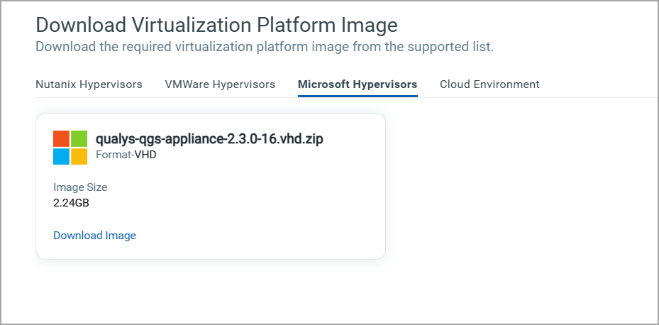 Microsoft hypervisor appliance platform image