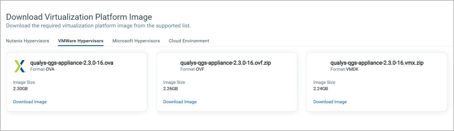 VMWare hypervisor appliance platform image