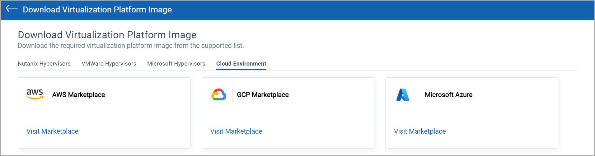 Cloud Environment appliance platform image
