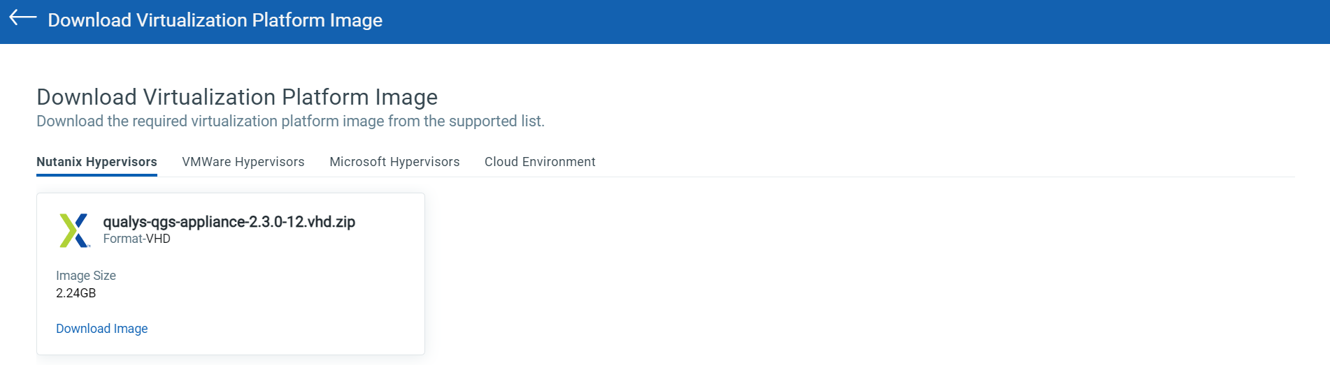 Nutanix hypervisor appliance platform image
