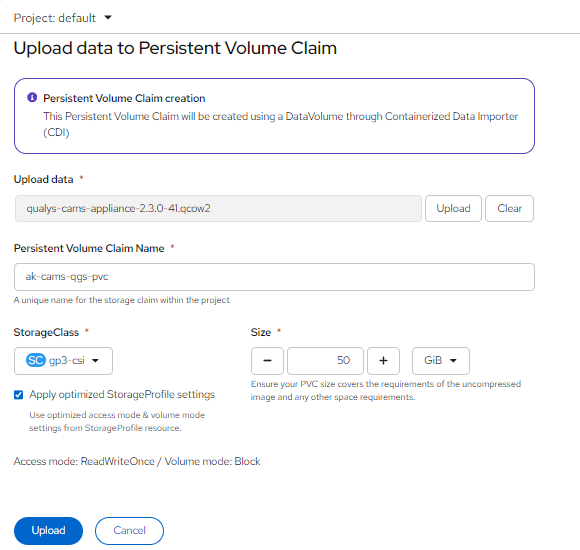 PVC image upload progress