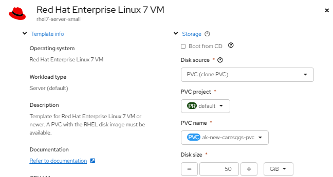PVC selection for virtual machine disk