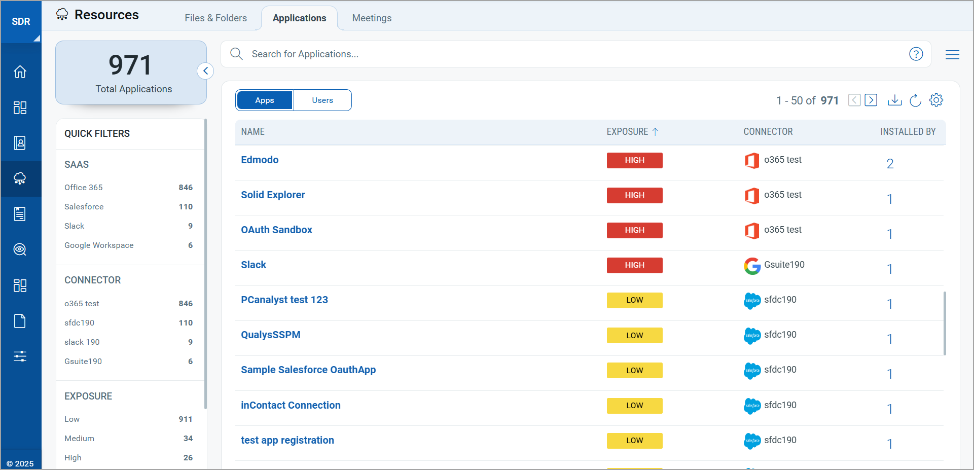 View applications in Resources tab