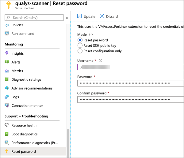 reset password