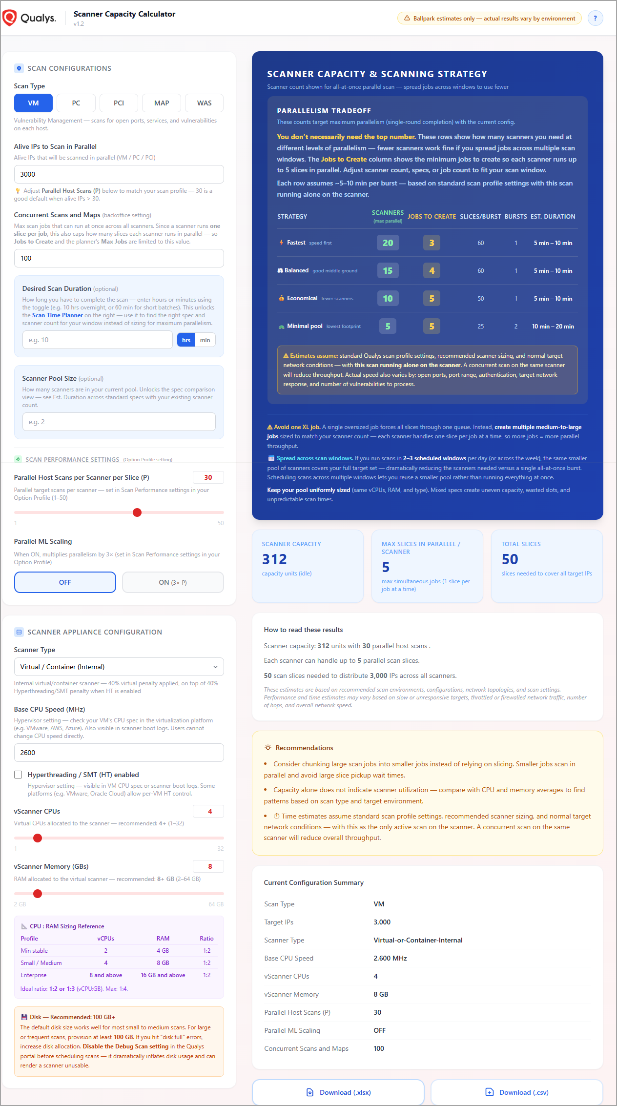 capacity calculator