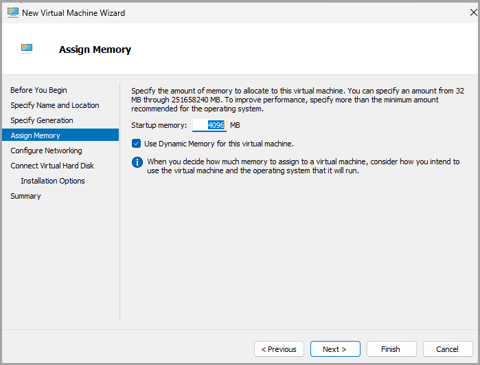 Assign Memory tab,