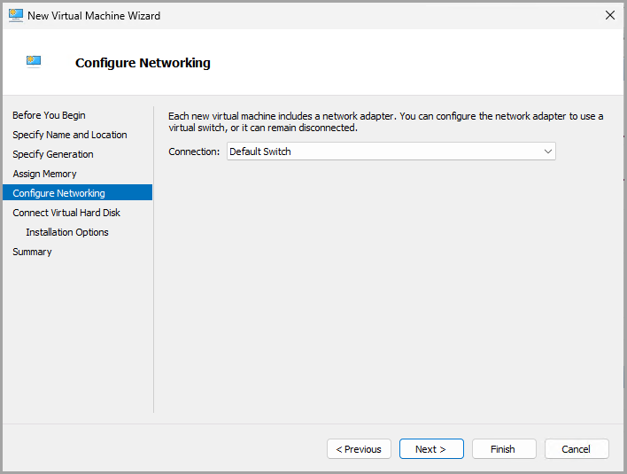 Viewing Configure Networking tab.