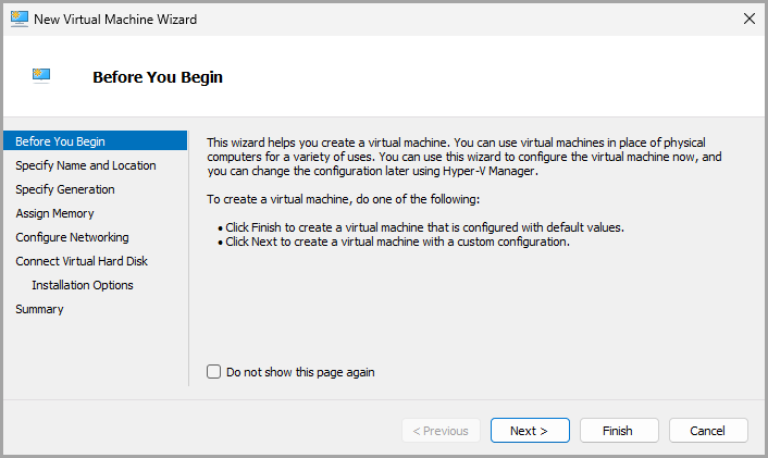 a new virtual machine wizard.