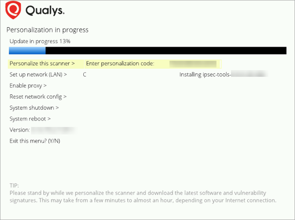 scanner console personalize progress bar