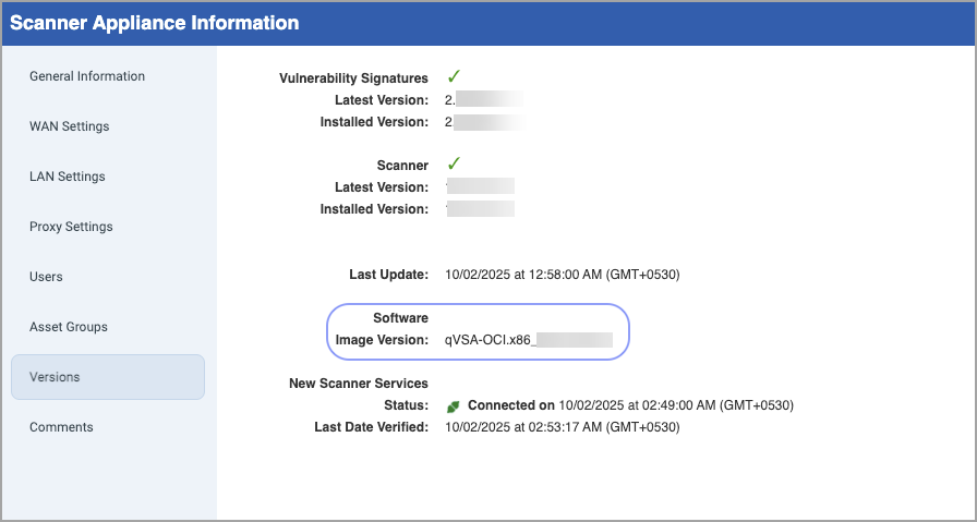 update Scanner image version