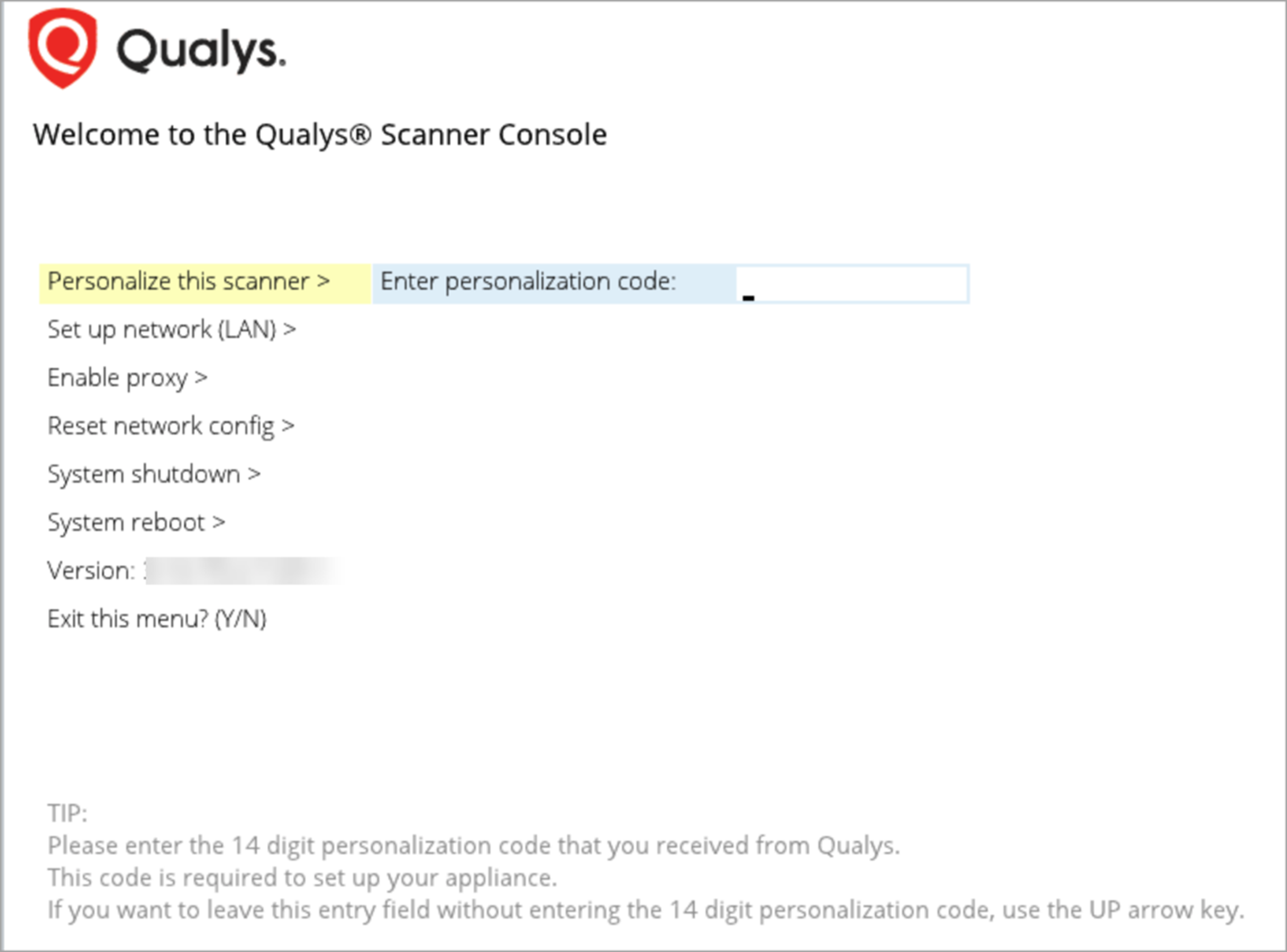 Enter personalization code