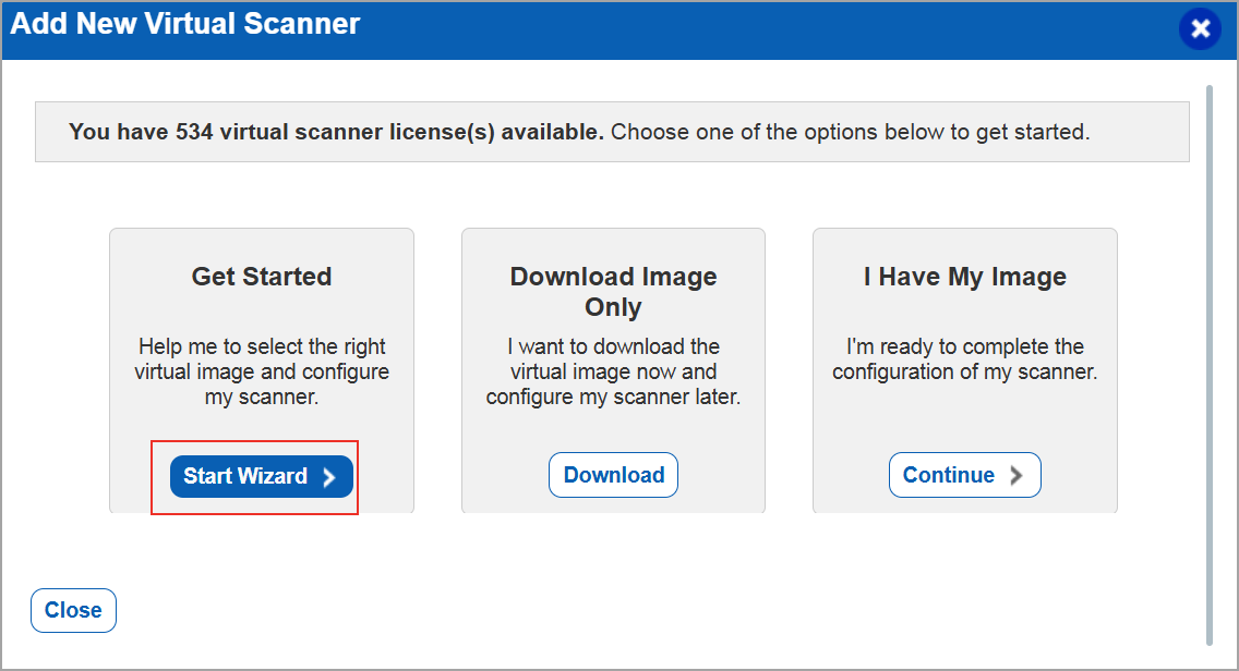 Get started with wizard.