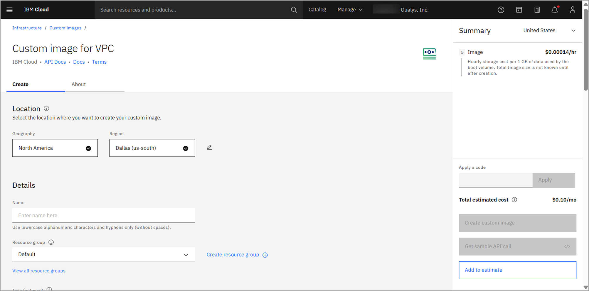 Custom image for VPC.