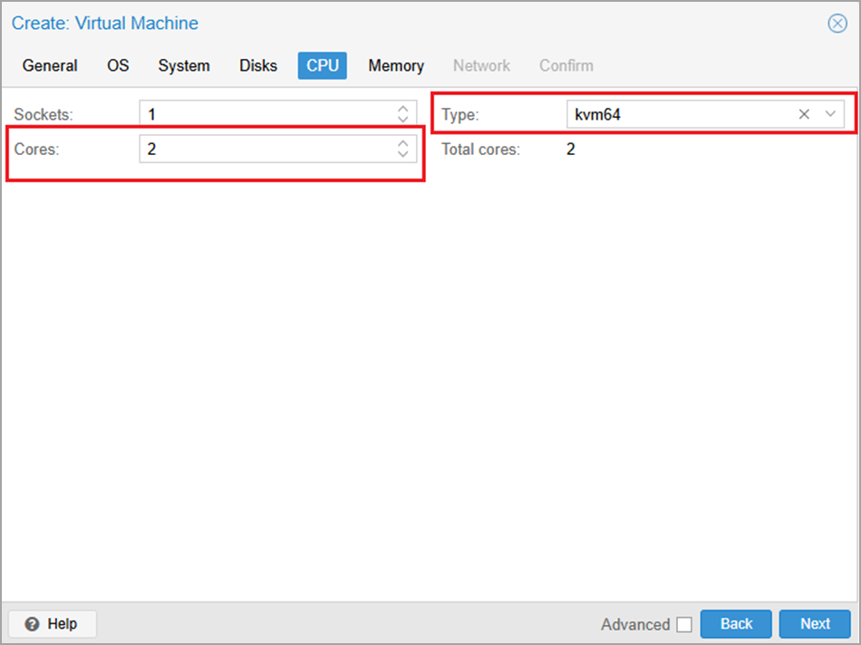 set a ratio of 1:2 cores to memory.