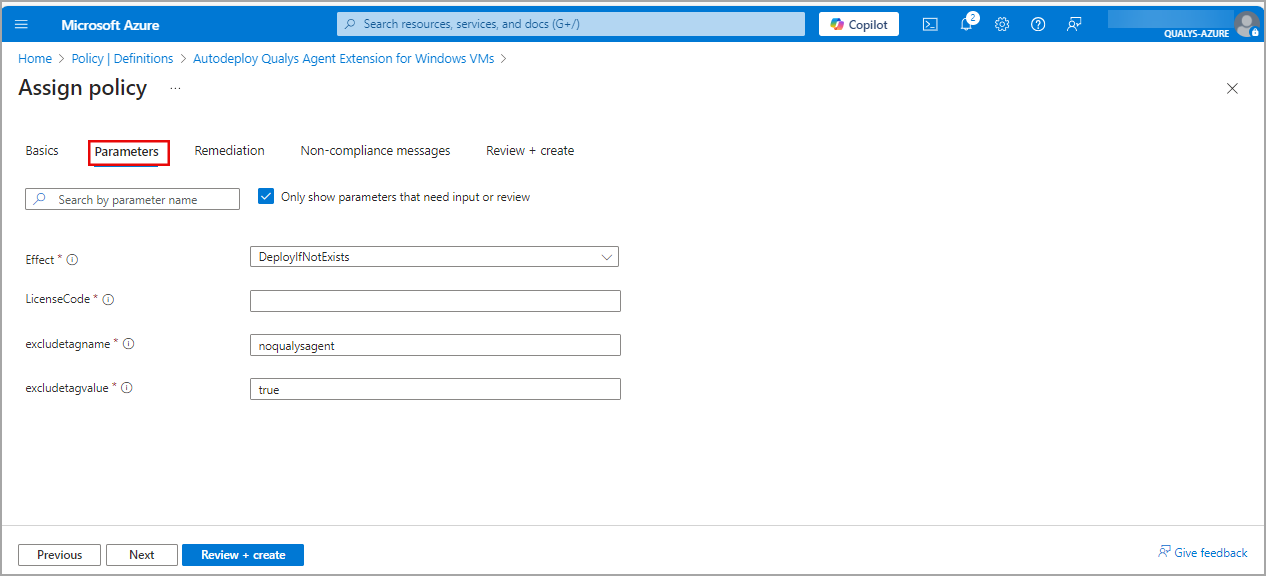 Set parameters for Cloud Agent Deployment Policy.