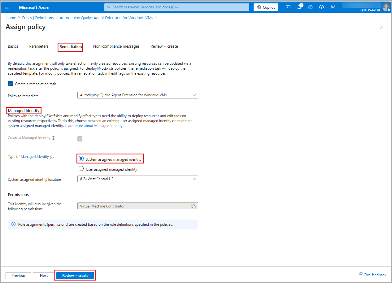 Configure remediation actions for deployment policy.