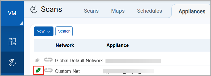 Appliances list in Qualys UI