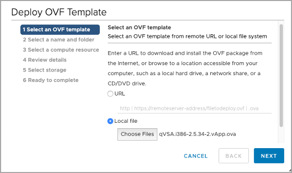 Deploy OVF Template - Select an OVF template