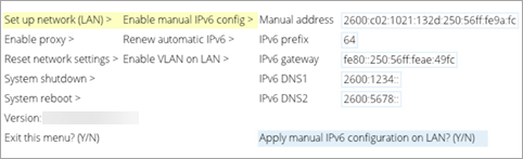 Configure Manual IPV6.