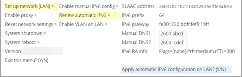 Renew automatic IPV6 LAN.