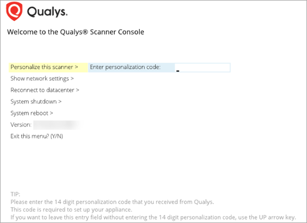enter personalization code