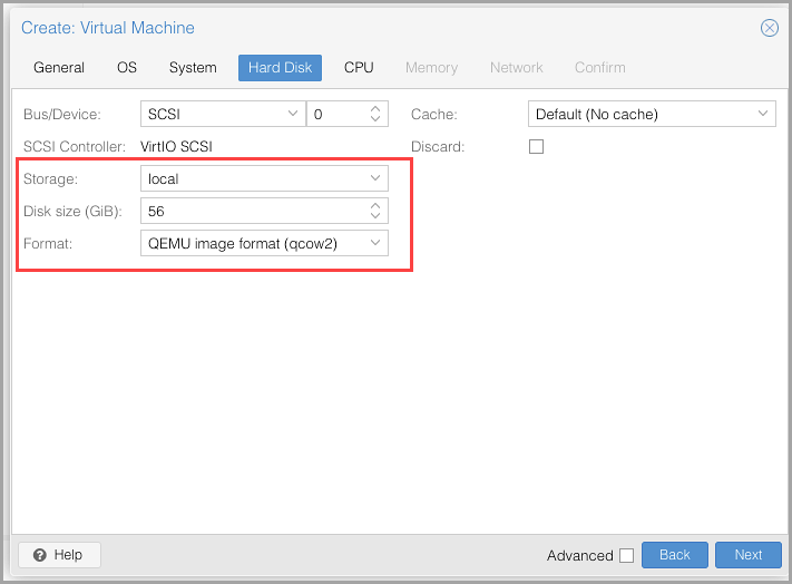 Select qcow2 for Format.