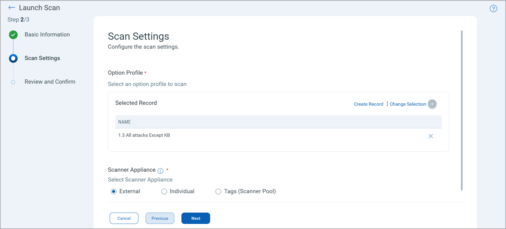 Scan Settings in Launch Scan.