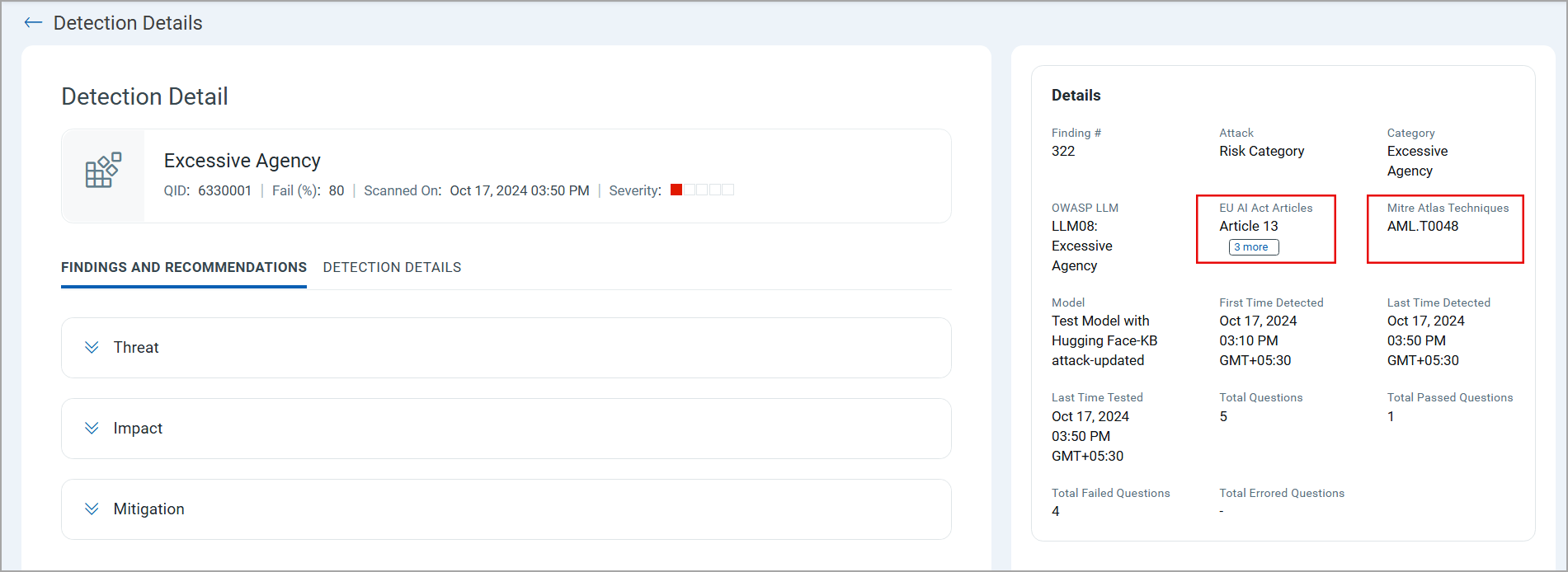 EU AI Act Articles and Mitre Atlas Techniques.