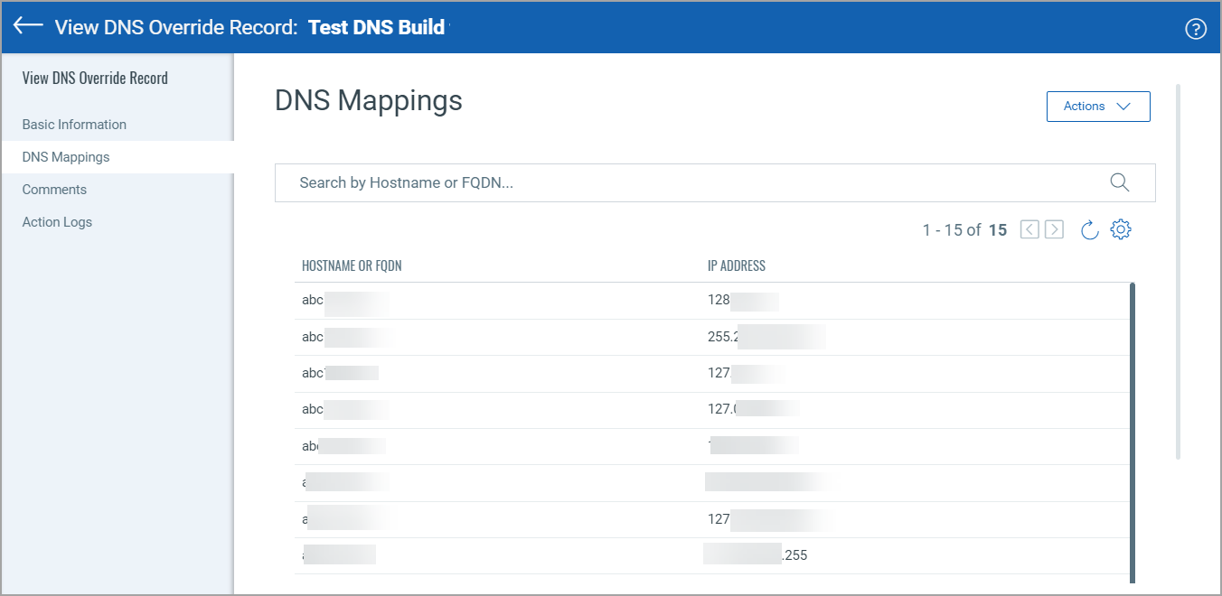 view dns mapping page.