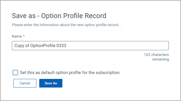 save as a new option profile