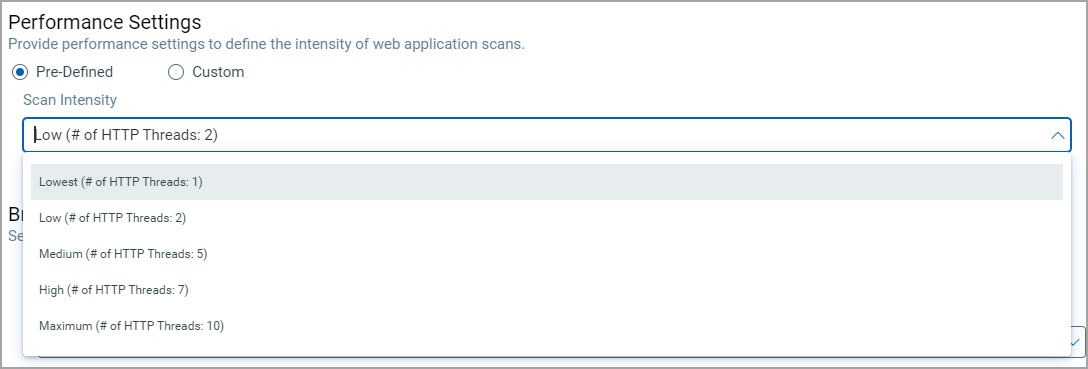 predefined scan intensity