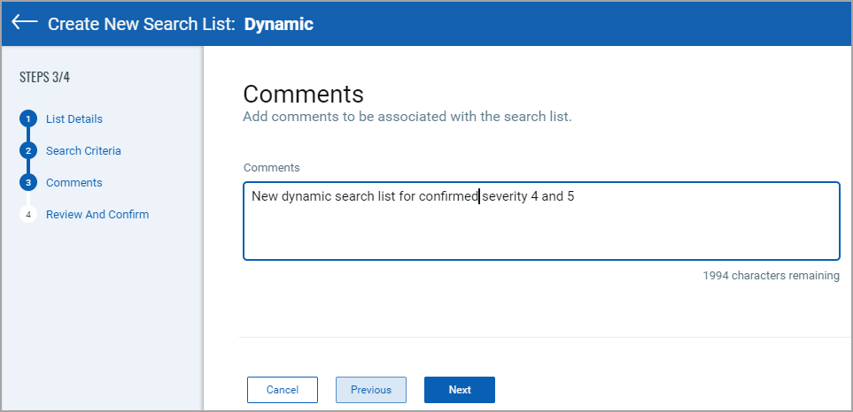 dynamic list comments