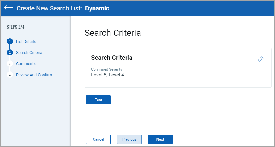 dynamic search criteria added