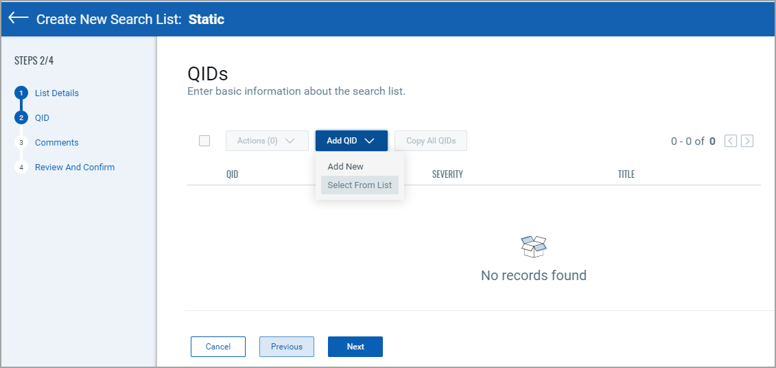 select QIDs from list