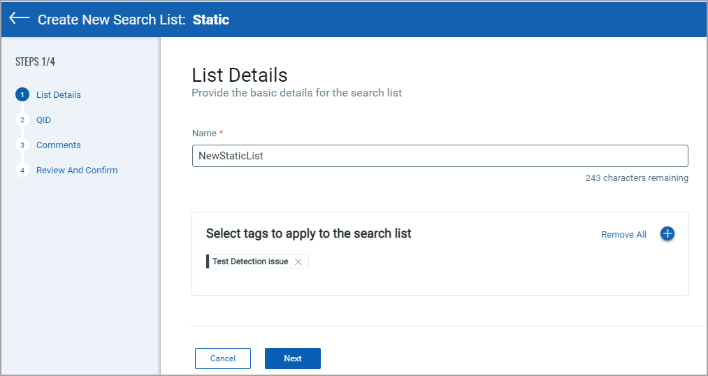 static list details
