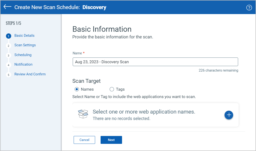 scan schedule basic information