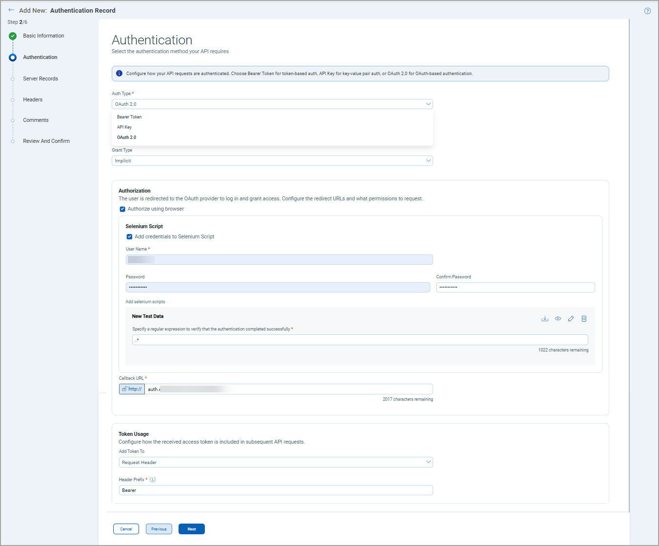 API authentication methods.