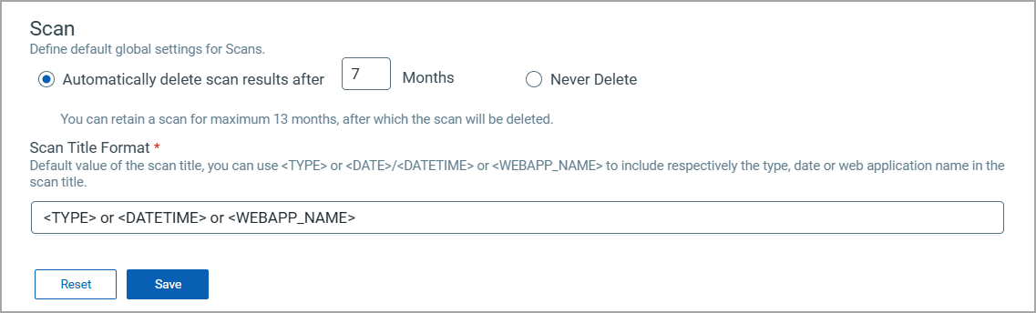 scan settings under Global Settings.