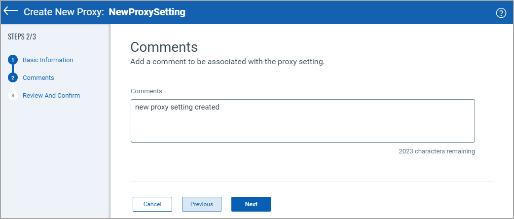 Proxy Setting - Comments.