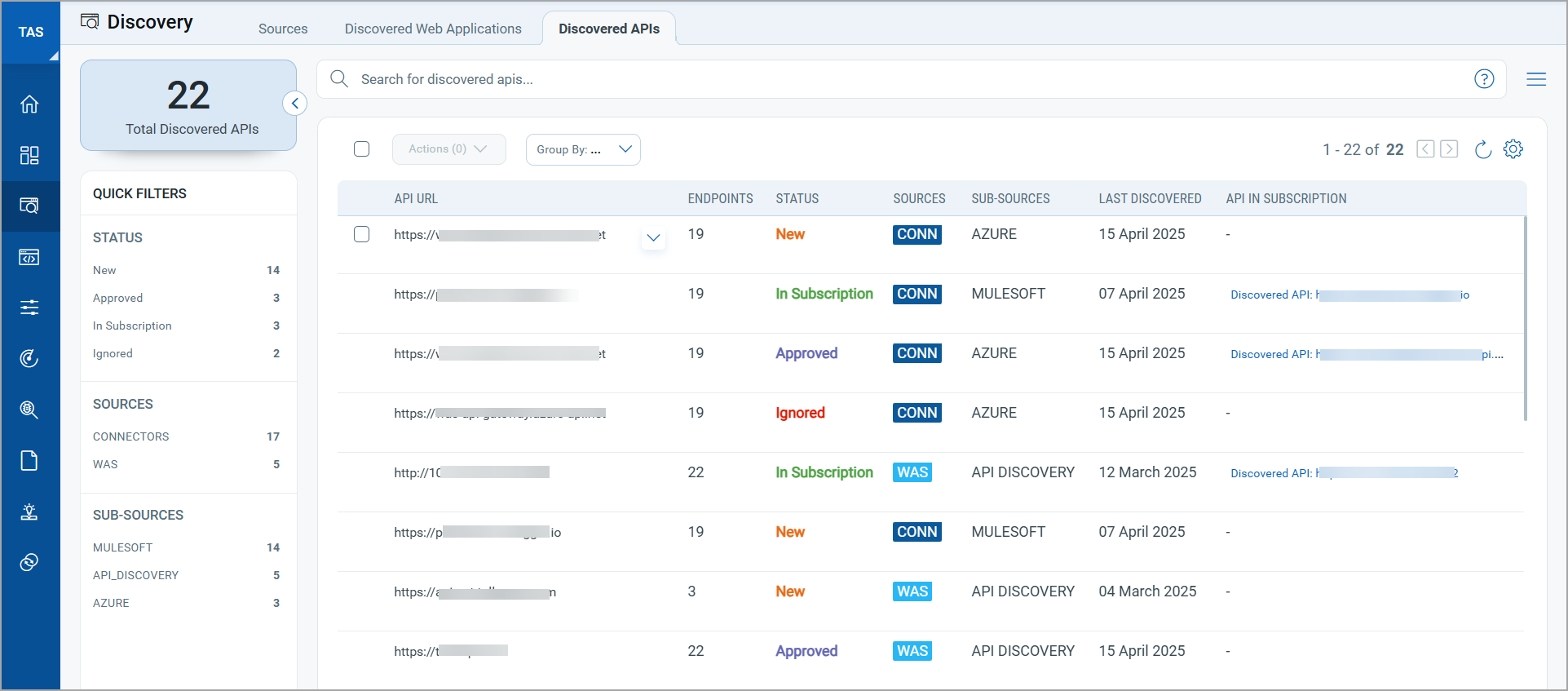 Discovered APIs tab.