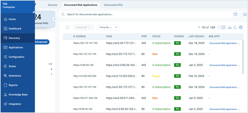 Discovery tab in TAS. 