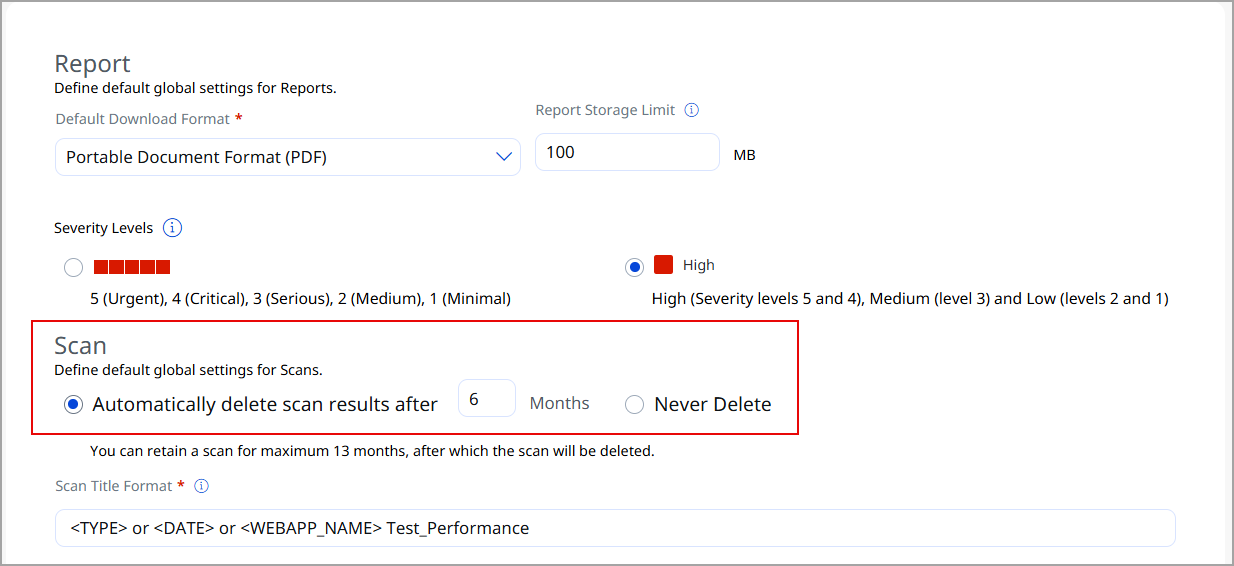 Define Scan default values.