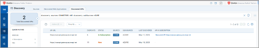Discovered APIs