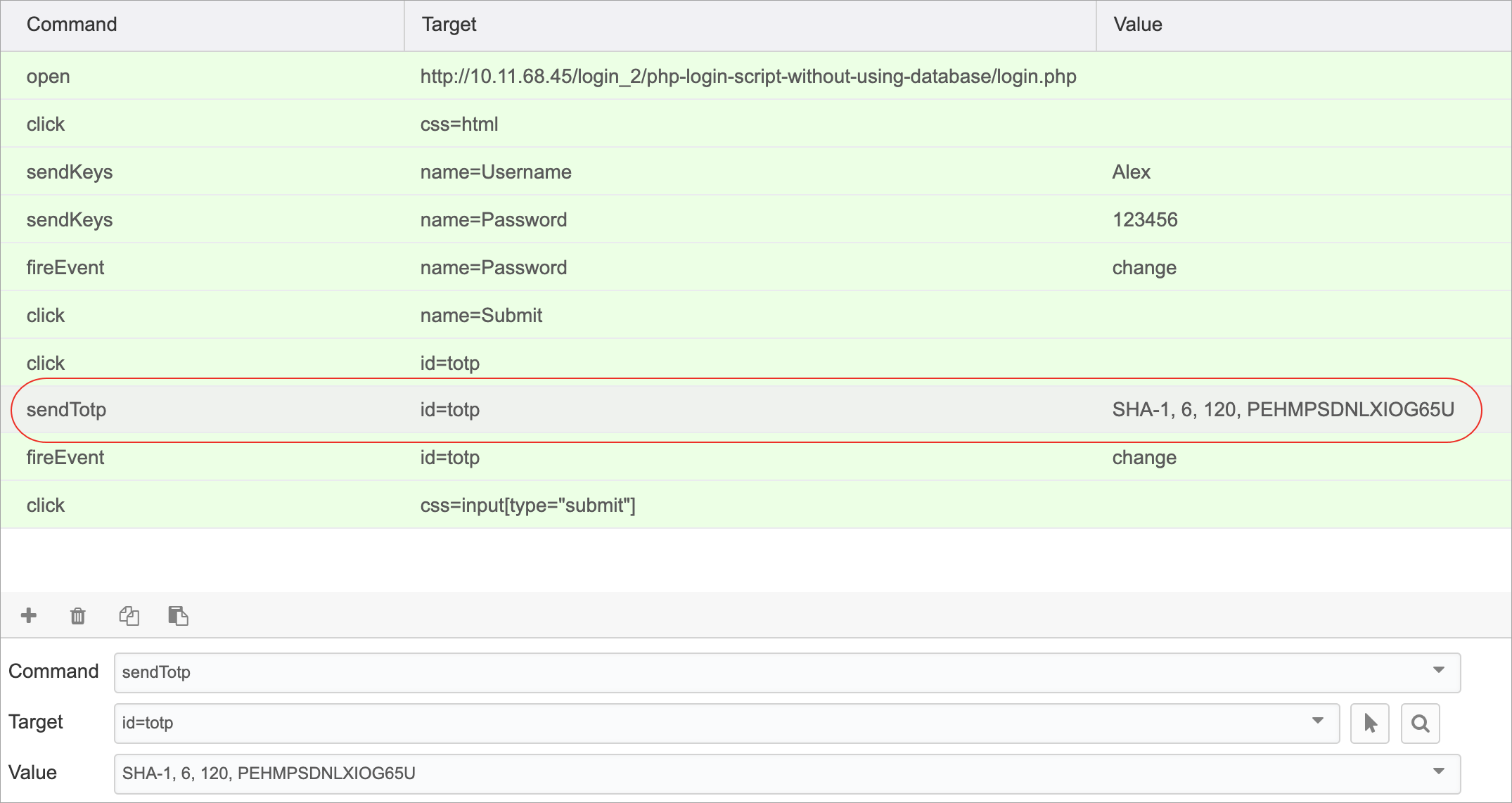 sendTotp command.