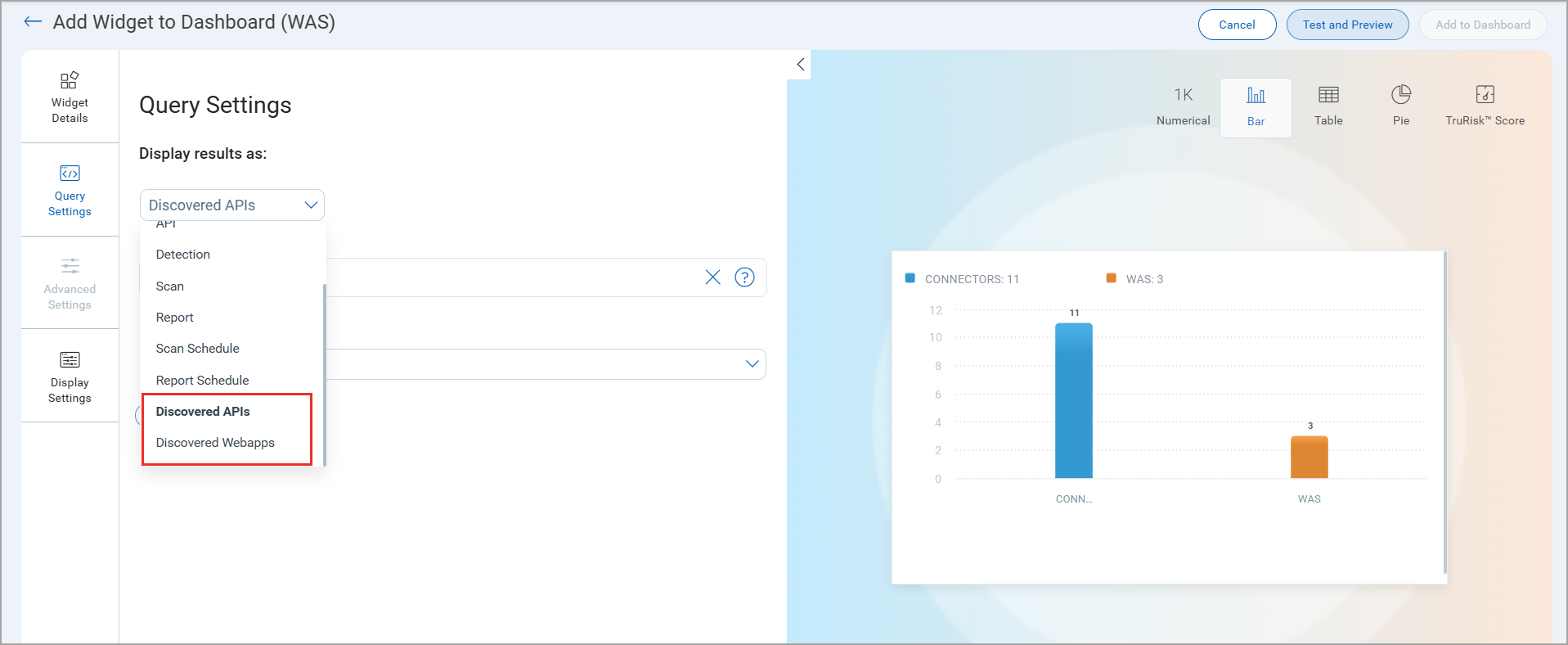 Widget creation for discovered APIs and discovered web apps.