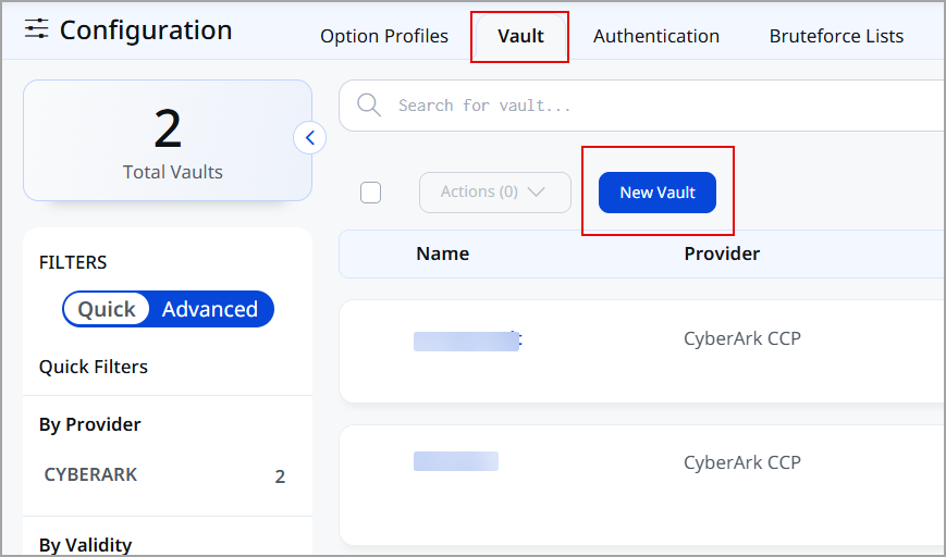 Create a vault using this option