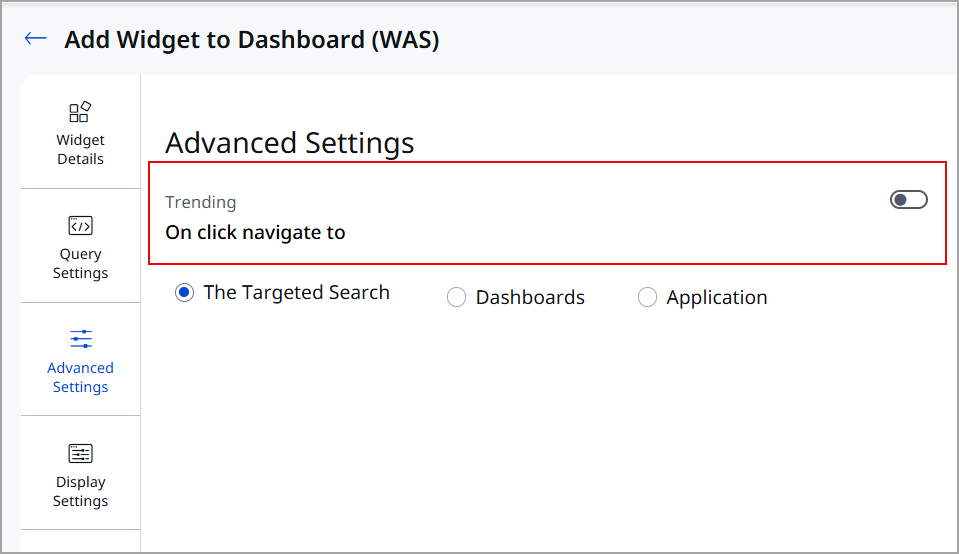 The trending option is available while creating the widget